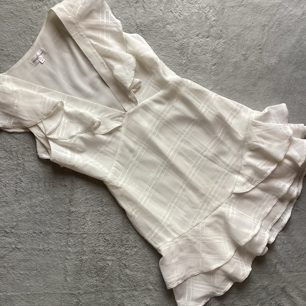 Privacy Please Monarch Ruffle Mini Dress White Bridal Eyelet Trim Revolve Medium
